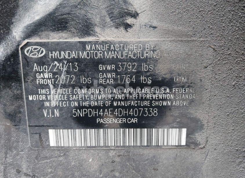 Photo 9 of 2013 Hyundai Elantra GLS (VIN 5NPDH4AE4DH407338)