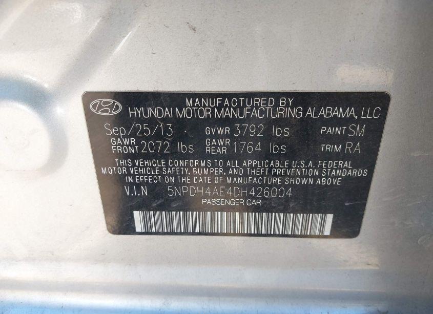 Photo 9 of 2013 Hyundai Elantra GLS (VIN 5NPDH4AE4DH426004)