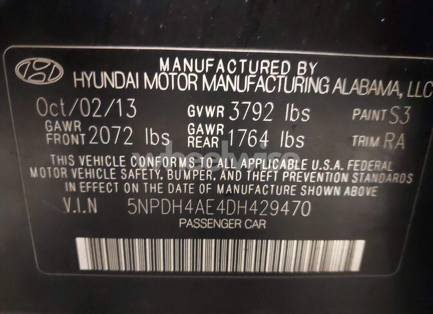 Photo 9 of 2013 Hyundai Elantra GLS (VIN 5NPDH4AE4DH429470)