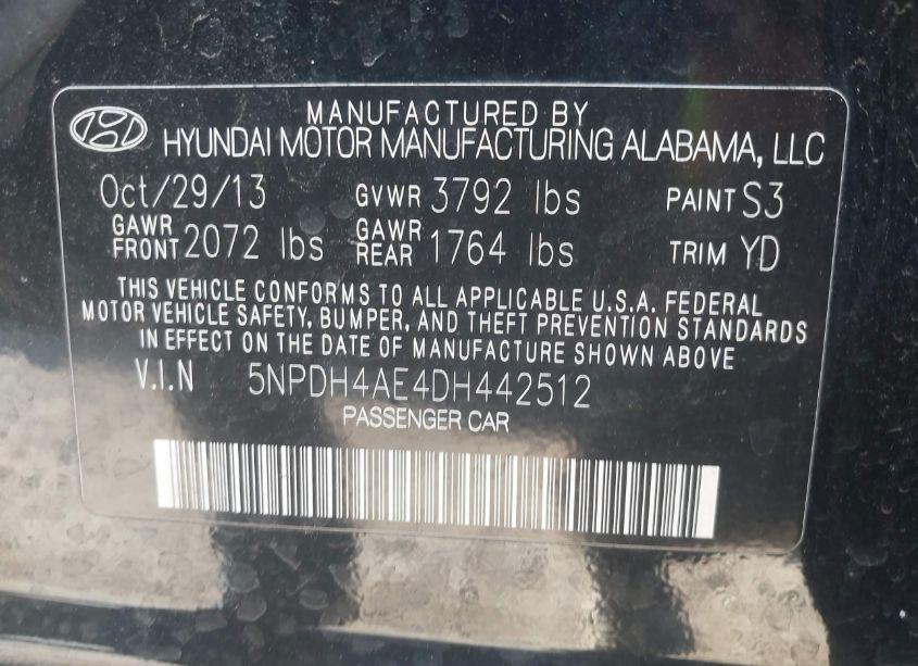 Photo 9 of 2013 Hyundai Elantra GLS (VIN 5NPDH4AE4DH442512)