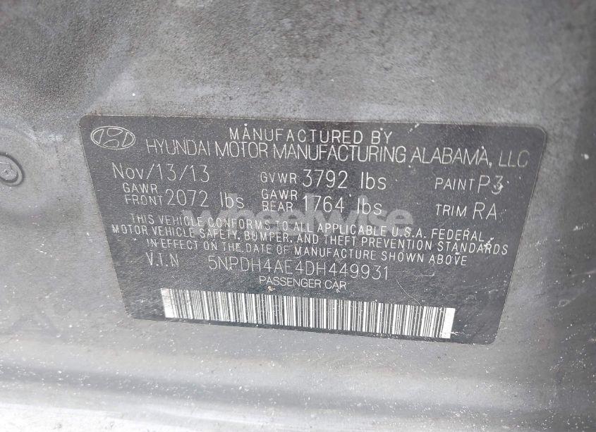 Photo 9 of 2013 Hyundai Elantra LIMITED (VIN 5NPDH4AE4DH449931)