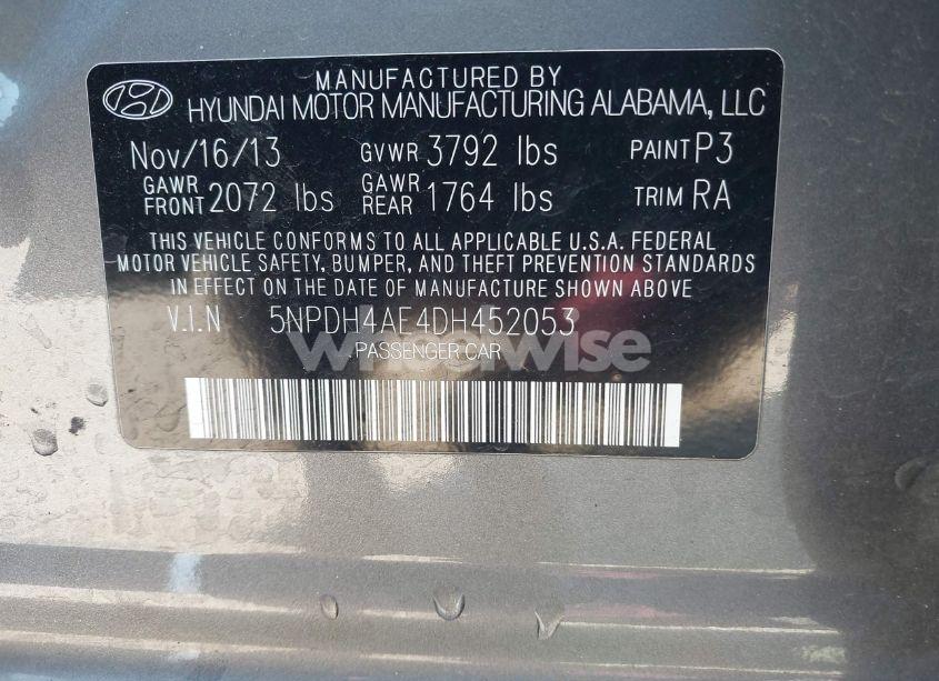 Photo 9 of 2013 Hyundai Elantra GLS (VIN 5NPDH4AE4DH452053)