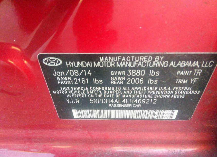 Photo 9 of 2014 Hyundai Elantra SE (VIN 5NPDH4AE4EH469212)
