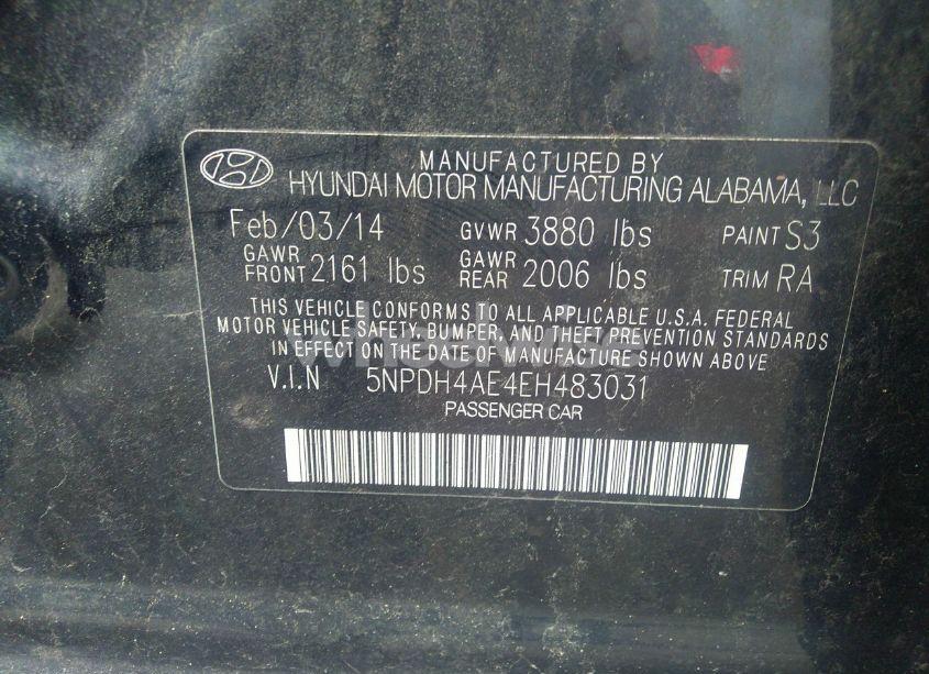 Photo 9 of 2014 Hyundai Elantra SE (VIN 5NPDH4AE4EH483031)