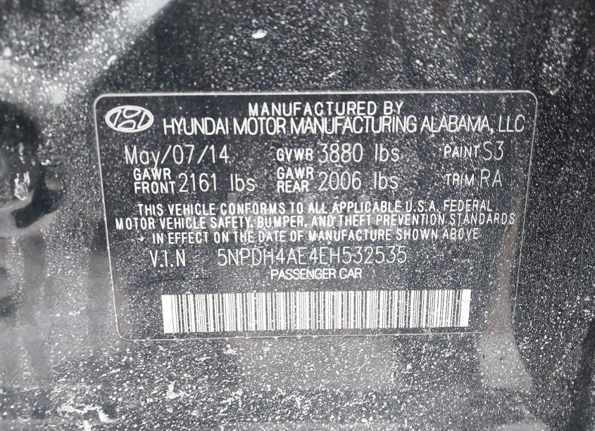 Photo 9 of 2014 Hyundai Elantra SE (VIN 5NPDH4AE4EH532535)