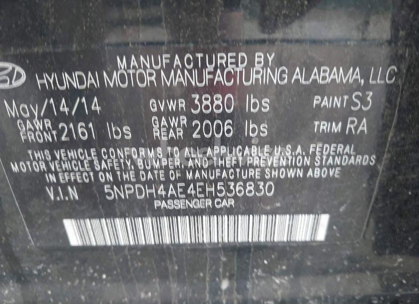 Photo 9 of 2014 Hyundai Elantra SE (VIN 5NPDH4AE4EH536830)