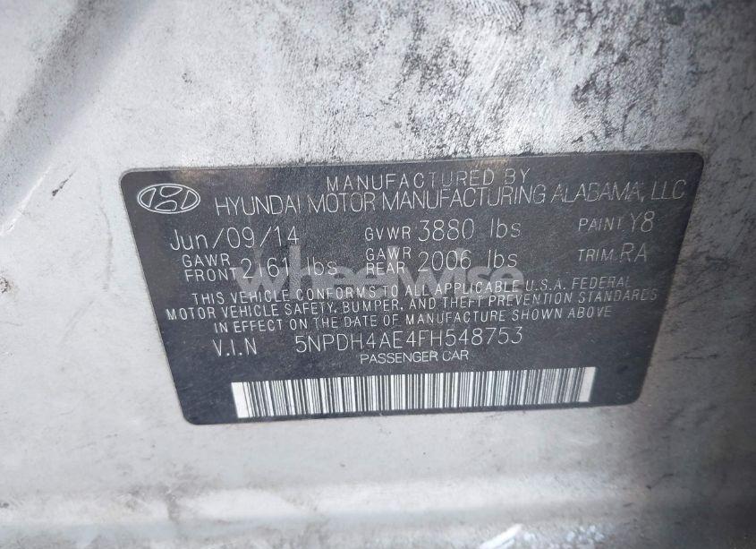 Photo 9 of 2015 Hyundai Elantra SE (VIN 5NPDH4AE4FH548753)