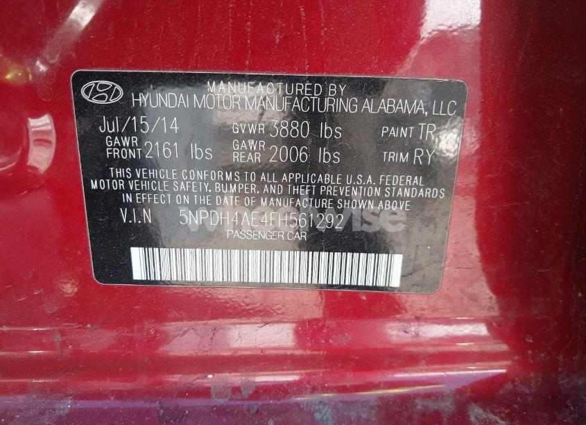 Photo 9 of 2015 Hyundai Elantra SE (VIN 5NPDH4AE4FH561292)