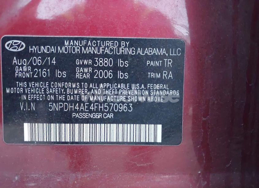 Photo 9 of 2015 Hyundai Elantra SE (VIN 5NPDH4AE4FH570963)