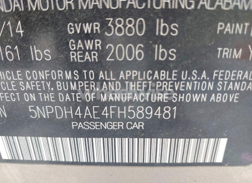 Photo 9 of 2015 Hyundai Elantra SE (VIN 5NPDH4AE4FH589481)