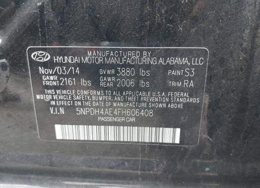 Photo 9 of 2015 Hyundai Elantra SE (VIN 5NPDH4AE4FH606408)