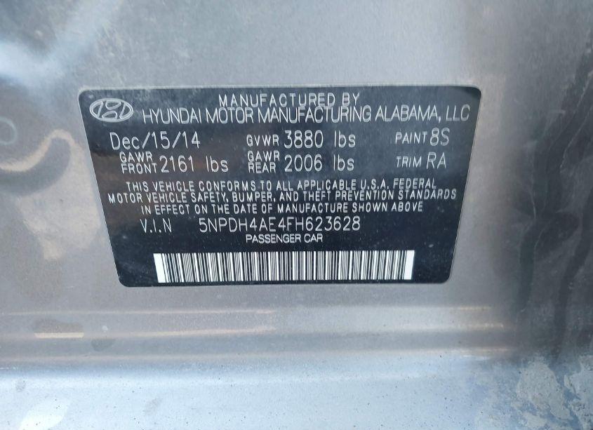 Photo 9 of 2015 Hyundai Elantra SE (VIN 5NPDH4AE4FH623628)