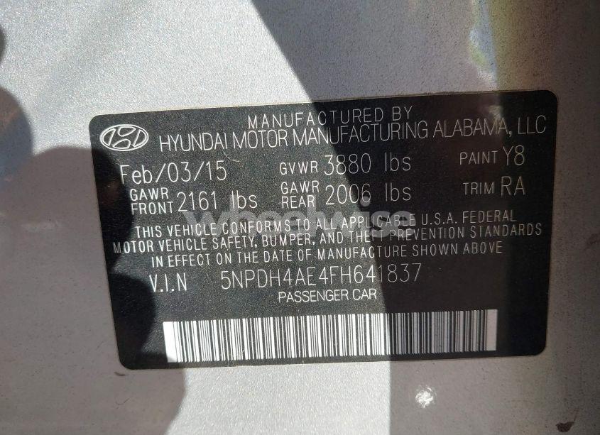 Photo 9 of 2015 Hyundai Elantra SE (VIN 5NPDH4AE4FH641837)