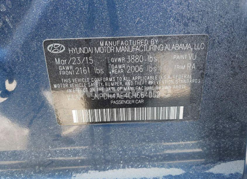 Photo 9 of 2016 Hyundai Elantra SE (VIN 5NPDH4AE4GH664052)