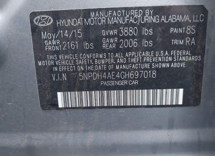 Photo 9 of 2016 Hyundai Elantra SE (VIN 5NPDH4AE4GH697018)