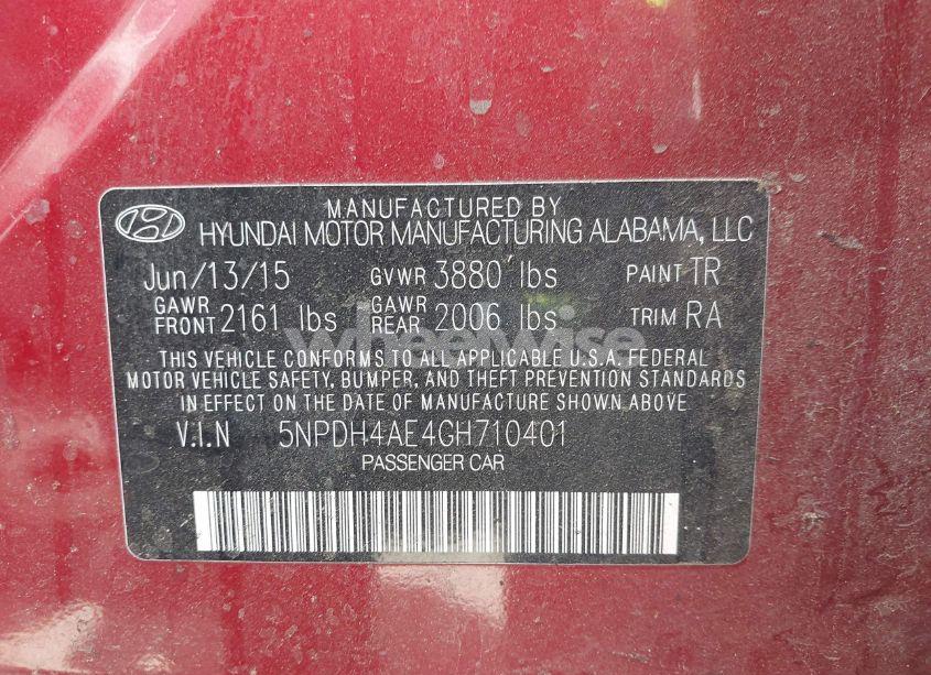 Photo 9 of 2016 Hyundai Elantra SE (VIN 5NPDH4AE4GH710401)