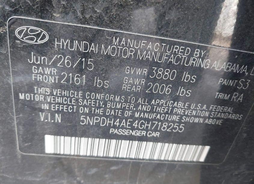 Photo 9 of 2016 Hyundai Elantra SE (VIN 5NPDH4AE4GH718255)