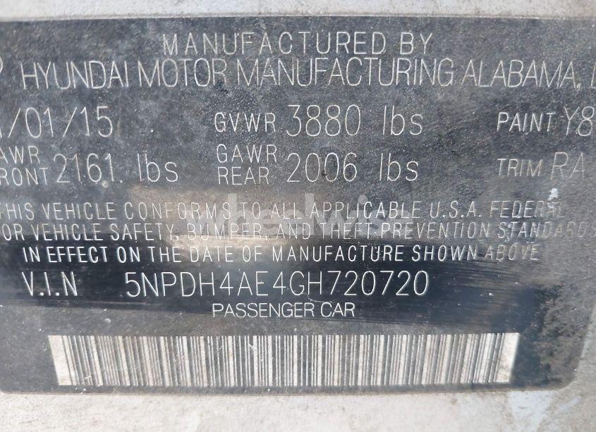 Photo 9 of 2016 Hyundai Elantra SE (VIN 5NPDH4AE4GH720720)