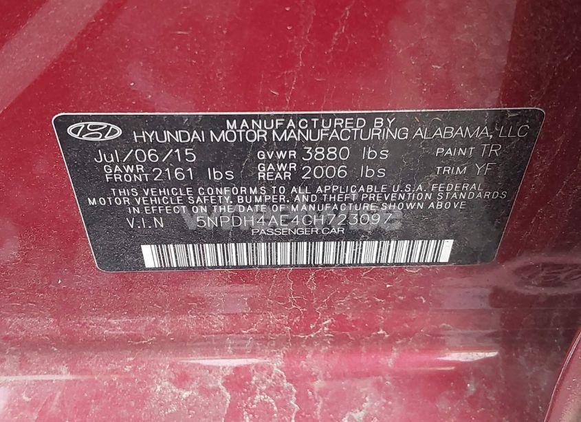 Photo 9 of 2016 Hyundai Elantra SE (VIN 5NPDH4AE4GH723097)