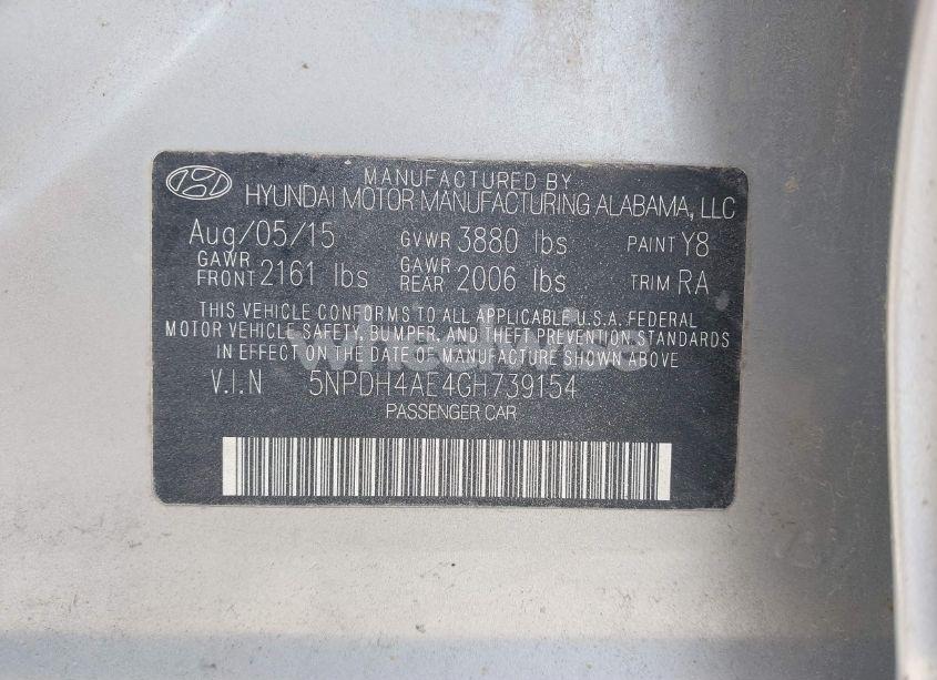 Photo 9 of 2016 Hyundai Elantra SE (VIN 5NPDH4AE4GH739154)