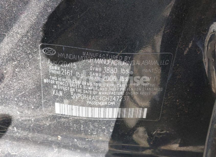 Photo 9 of 2016 Hyundai Elantra SE (VIN 5NPDH4AE4GH747237)