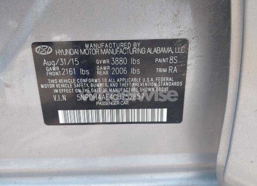 Photo 9 of 2016 Hyundai Elantra SE (VIN 5NPDH4AE4GH752857)