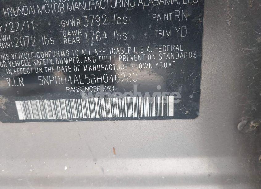 Photo 9 of 2011 Hyundai Elantra LIMITED (VIN 5NPDH4AE5BH046280)