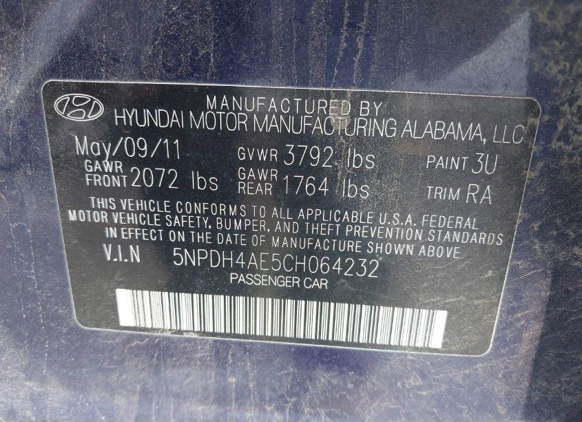 Photo 9 of 2012 Hyundai Elantra GLS (VIN 5NPDH4AE5CH064232)