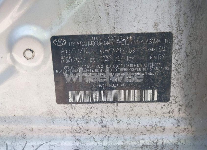 Photo 9 of 2013 Hyundai Elantra LIMITED (VIN 5NPDH4AE5DH213675)