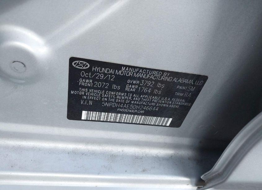 Photo 9 of 2013 Hyundai Elantra GLS (VIN 5NPDH4AE5DH246644)