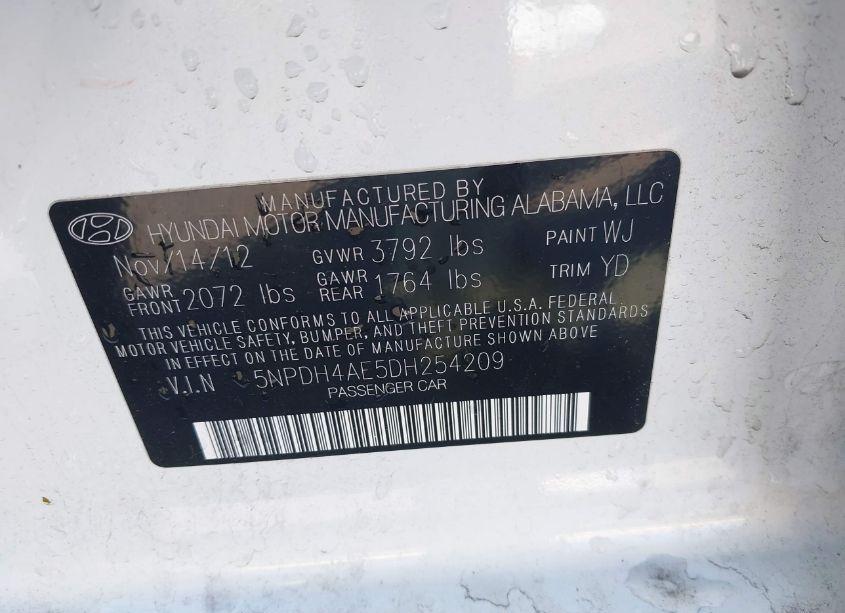 Photo 9 of 2013 Hyundai Elantra GLS (VIN 5NPDH4AE5DH254209)