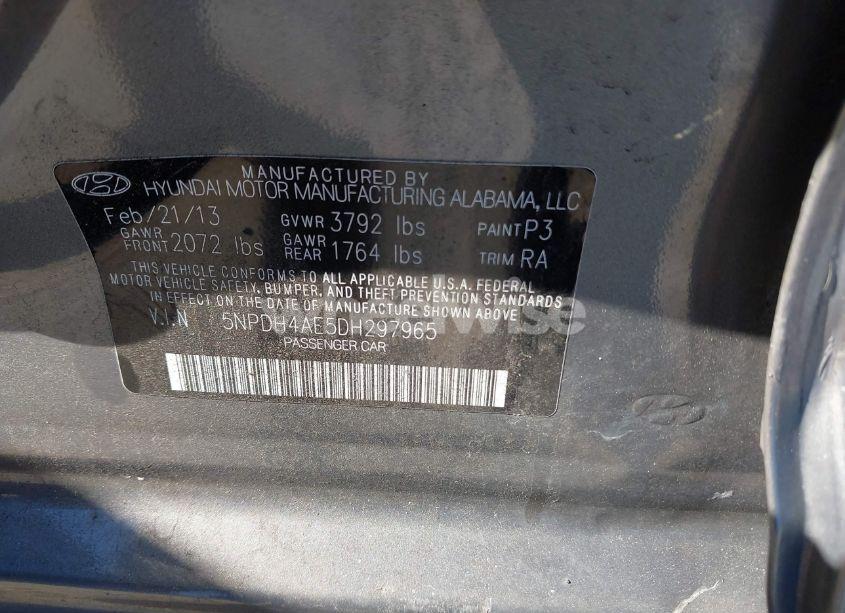 Photo 9 of 2013 Hyundai Elantra GLS (VIN 5NPDH4AE5DH297965)