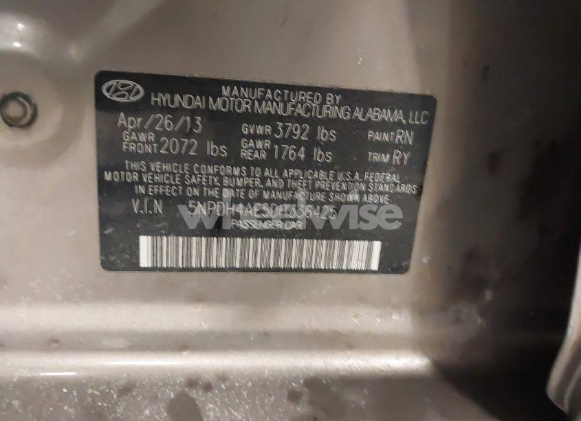 Photo 9 of 2013 Hyundai Elantra LIMITED (VIN 5NPDH4AE5DH336425)