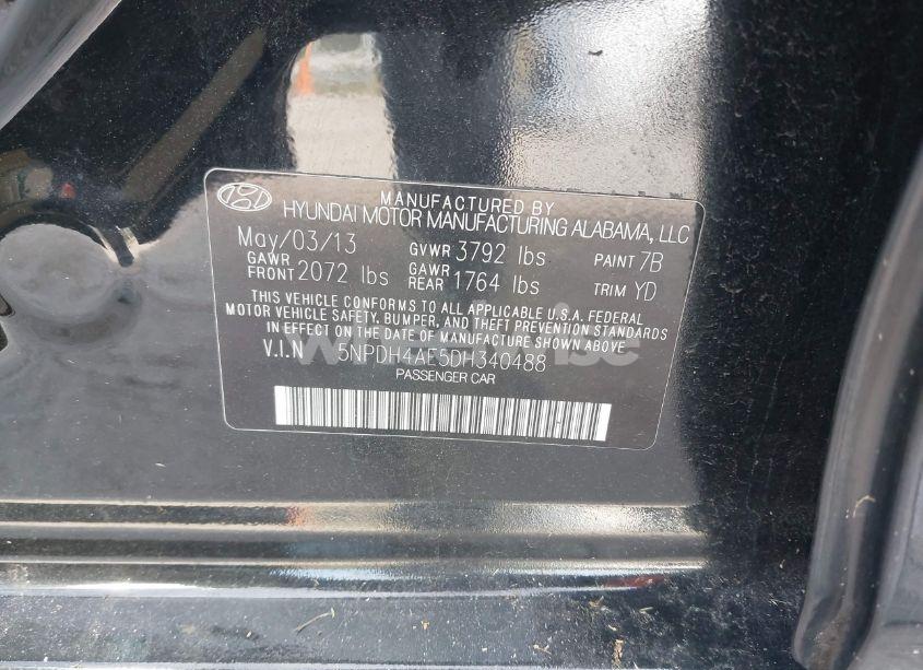 Photo 9 of 2013 Hyundai Elantra GLS (VIN 5NPDH4AE5DH340488)