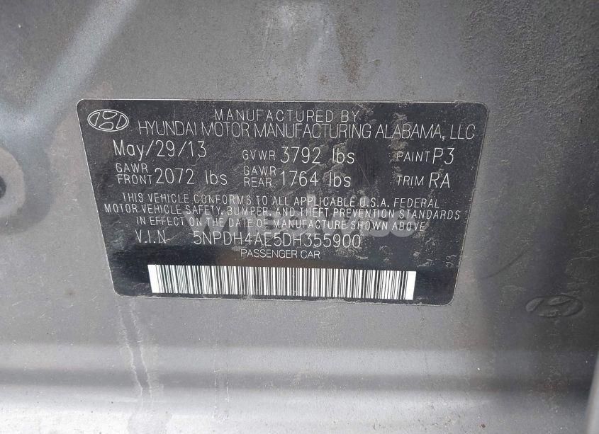 Photo 9 of 2013 Hyundai Elantra GLS (VIN 5NPDH4AE5DH355900)