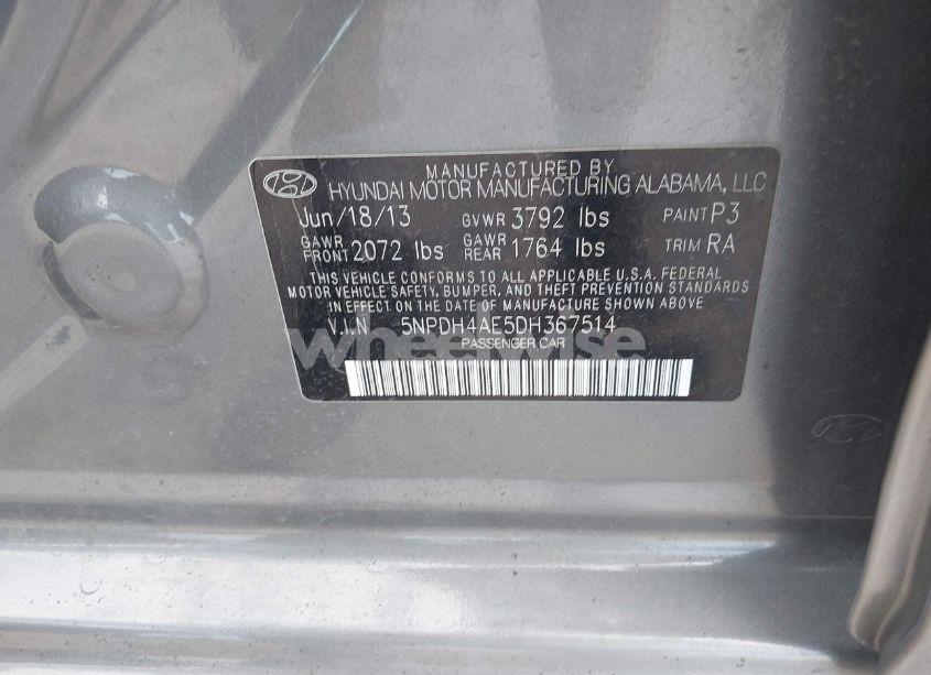 Photo 9 of 2013 Hyundai Elantra GLS (VIN 5NPDH4AE5DH367514)