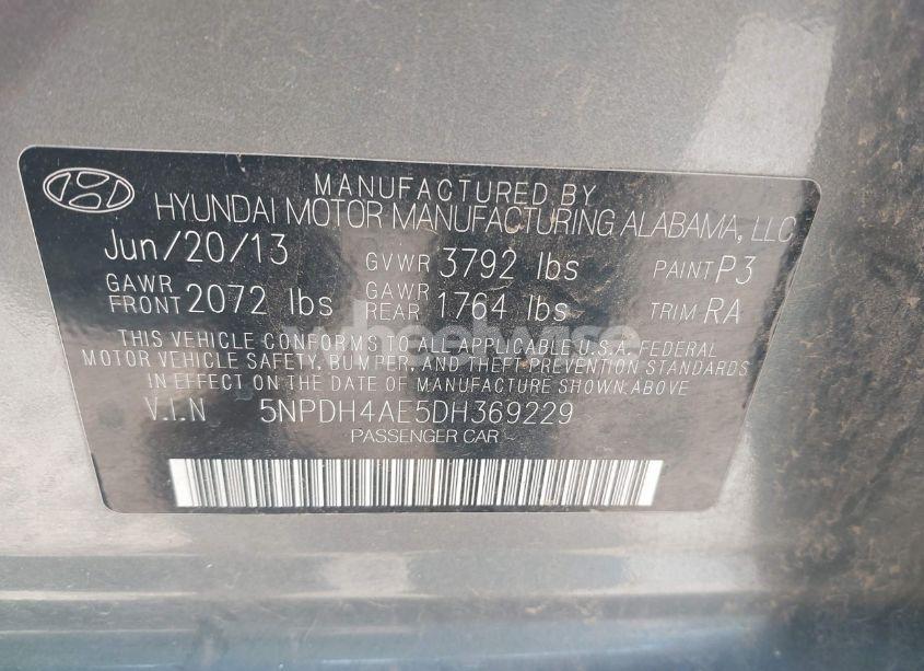 Photo 9 of 2013 Hyundai Elantra GLS (VIN 5NPDH4AE5DH369229)