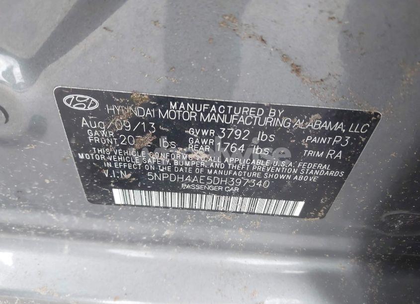 Photo 9 of 2013 Hyundai Elantra LIMITED (VIN 5NPDH4AE5DH397340)