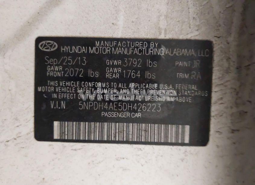 Photo 9 of 2013 Hyundai Elantra GLS (VIN 5NPDH4AE5DH426223)