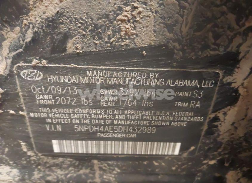 Photo 9 of 2013 Hyundai Elantra GLS (VIN 5NPDH4AE5DH432989)