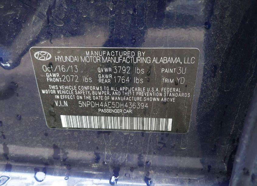 Photo 9 of 2013 Hyundai Elantra GLS (VIN 5NPDH4AE5DH436394)