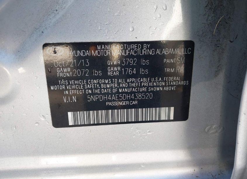 Photo 9 of 2013 Hyundai Elantra GLS (VIN 5NPDH4AE5DH438520)