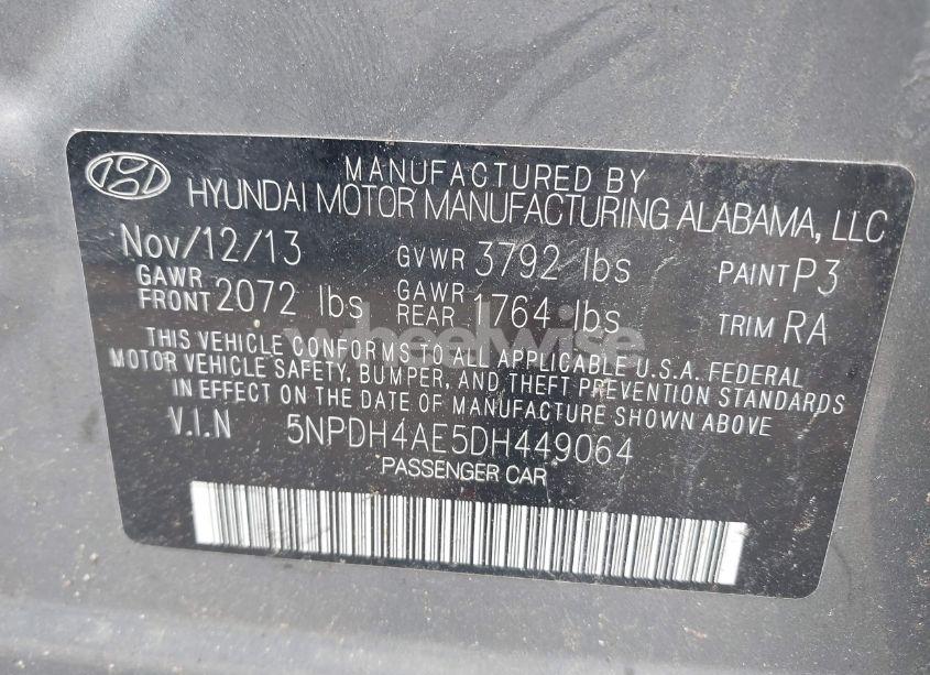 Photo 9 of 2013 Hyundai Elantra GLS (VIN 5NPDH4AE5DH449064)