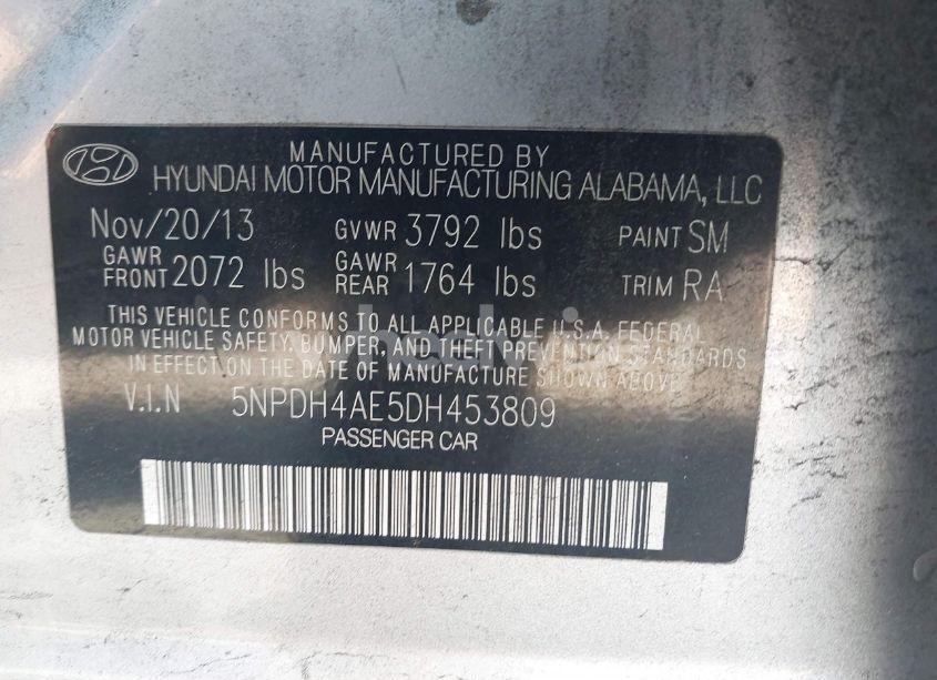 Photo 9 of 2013 Hyundai Elantra GLS (VIN 5NPDH4AE5DH453809)