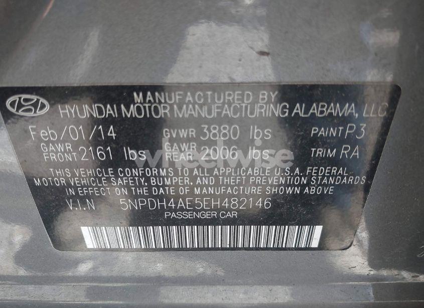 Photo 9 of 2014 Hyundai Elantra SE (VIN 5NPDH4AE5EH482146)