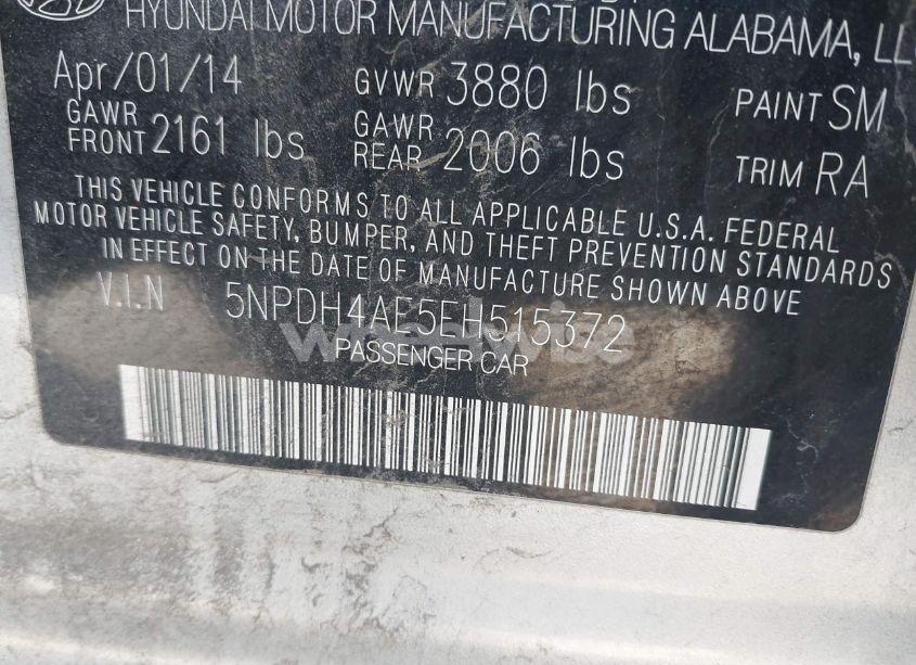 Photo 9 of 2014 Hyundai Elantra SE (VIN 5NPDH4AE5EH515372)