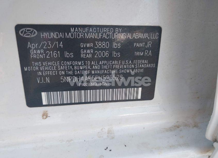 Photo 9 of 2014 Hyundai Elantra SE (VIN 5NPDH4AE5EH525528)