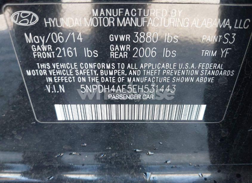 Photo 9 of 2014 Hyundai Elantra SE (VIN 5NPDH4AE5EH531443)