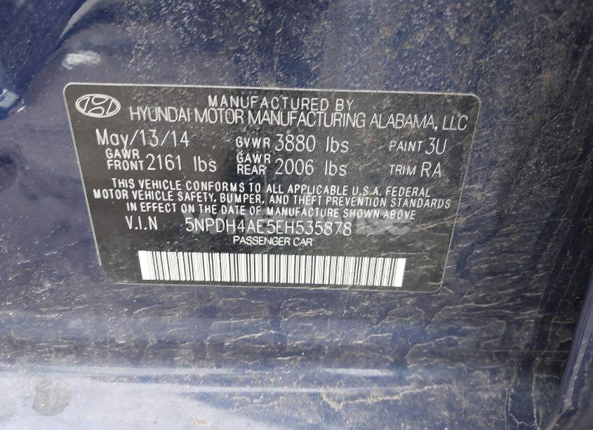 Photo 9 of 2014 Hyundai Elantra LIMITED (VIN 5NPDH4AE5EH535878)