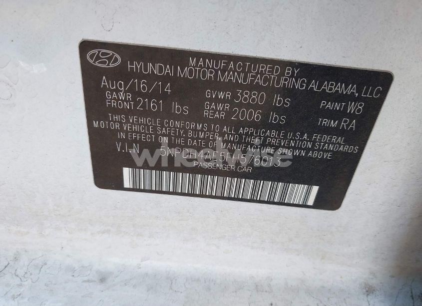 Photo 9 of 2015 Hyundai Elantra SE (VIN 5NPDH4AE5FH576013)